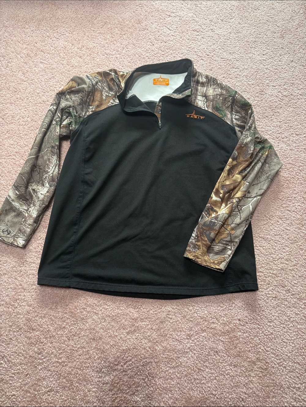 Habitat Kids' Black Quarter-Zip Pullover with Camo Sleeves